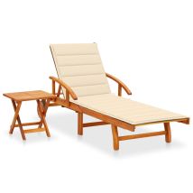 Lettino Prendisole Sedia A Sdraio Lettino Prendisole Letto Da Giardino Mobili Da Esterno Per Patio Con Tavolo E Cuscino Legno Di Acacia 020012629