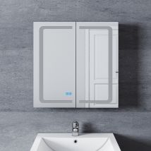 Sirhona - Armadio A Specchio In Alluminio Con Illuminazione A Led Con Presa A Sfioramento Armadio Da Bagno Senza Nebbia Specchio Da Bagno 65x65x13,3 