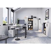 Bureau Droit Assis-debout Manuel Gris Clair/noir Organza