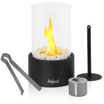 Zelsius - Chimenea De Mesa Para Interior Y Exterior Negra Ø 16,5 X 27 Cm Etanol