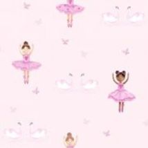 Holden - Ballerina Pink Wallpaper Kids Children Wallpaper Butterfly Glitter