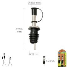 Tapón vertedor inoxidable con tapadera – 2 unidades – Acero inoxidable, silicona