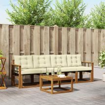 Vidaxl Set Di Divani Da Esterno Con Cuscino 5 Pcs Naturale E