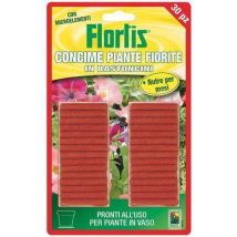 Bastoncini Piante Fiorite – Concime biologico NPK 10-8-12+2MgO+B – 20 bastoncini (40 g) – Flortis