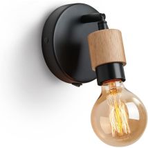 Aplique De Pared Interior De Madera Estilo Industrial Vintage, Lámpara De Pared Retro Giratoria De 360° Con Interruptor E27, Iluminación Decorativa 