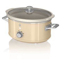 Swan - Sf17021cneu Retro Mijoteuse 3,5l Poêle Amovible En Céramique Antiadhésive, Vintage 200w Crème