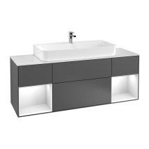 Villeroy&boch - Finion, Mobili Lavabo, 1600 X 603 X 501 Mm, Angolare, Con Scaffale (illuminato), Modello Sospeso, In Legno, Lavabo Centrale, 