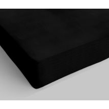 Italian Bed Linen - Lenzuolo Sotto Con Angoli Max Color, 100% Cotone, Nero, Matrimoniale