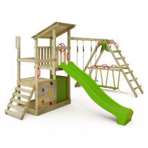 Spielturm Klettergerüst Fruityforest Mit Surfswing & Rutsche, Kletterturm Mit Sandkasten, Leiter & Spiel-zubehör - Apfelgrün - Fatmoose