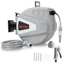 Swanew - Druckluftschlauchtrommel 30m Schlauchaufroller Automatik Aufroller 8 Bar 1/4' Anschluss Mit Multifunktionale Wasserspritzpistole 