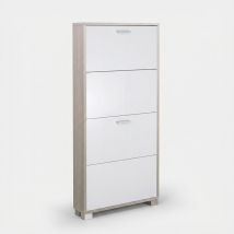 Zapatero Ahorraespacio De 4 Puertas Abatibles Quadrante - Olmo - Blanco
