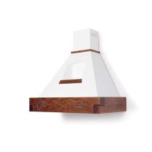 Argonauta - Campana De Cocina Rústica Epoque Blanca Con Estructura De Madera Incrustación Color Tabaco 90 Cm