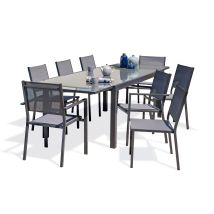 Tolede - Conjunto De Comedor 8 Pl De Aluminio Y Tablero De Vidrio - Dcb Garden