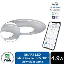 4lite - Wiz Connected Gu10 Smart Led White Bulb With Satin Chrome Downlight Ip65