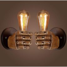 Poing Antike Wandleuchte, Vintage Industrielle Wandlampe E27 Edison-birnensockel Für Korridor Küche Schlafzimmer Restaurant Café Beleuchtet (linke 
