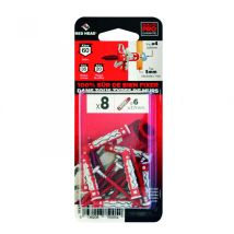 Red Head - Set Di 8 Tasselli E Viti Colore Testa Rossa, Diam.6 Mm X L.37 Mm