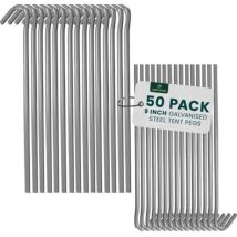 Confezione Da 50 Picchetti Per Tende Da 9" Resistenti - Picchetti Da Terra In Acciaio Zincato Resistente - Picchetti In Metallo Antiruggine Per 