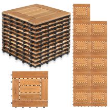 Randaco Lote De 88 Baldosas De Madera Para Terraza Mosaico, 8 M², 30 X 30 Cm, Baldosas Encajables De Madera De Acacia