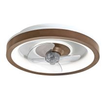 Ventilador de techo tipo plafón con luz LED regulable – 48 cm – 6 velocidades – Madera de paulownia – Función brisa – Temporizador