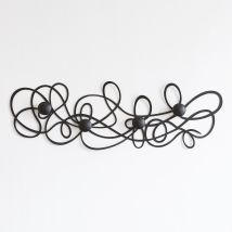 Arti E Mestieri - Porte-manteau Mural Doodle 77x25 Cm En Fer Noir Avec Boutons - Design Moderne Aux Lignes Entrelacées - Fixation Murale - Fabriqué En