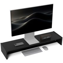 Support Surélevé Pour Écran Pc, Support Pour Écran De Bureau, Fixation Pour Écran D'Ordinateur De 100 Cm Avec Deux Compartiments, Noir