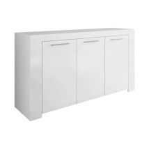 Anrichte Bellevue, Modernes Sideboard Mit 3 Türen, Buffet Im Wohnzimmer, Fernsehschrank, Sideboard Für Wohnzimmer, Cm 144x42h80, Weiß
