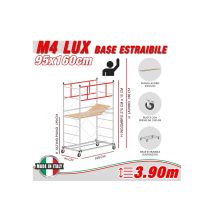 Trabattello M4 Lux Base Estraibile Altezza Lavoro 3,9 Metri