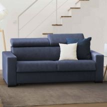 Talamo Italia - Sofá Fijo Leila, Sofá De 2 Plazas, 100% Made In Italy, Sofá Sala De Estar, En Tela Acolchada, Con Reposacabezas Ajustable Y 