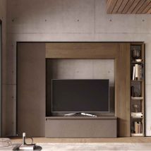 Parete attrezzata soggiorno Infinity – 100% Made in Italy – Bronzo, Mercure, Cadiz – L. 249 x H. 186 x P. 40 cm