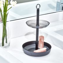 Support de rangement bijoux 2 niveaux – Acier / Plastique – Salle de bain et WC – Longueur, Hauteur, Largeur, Nombre de portes, Mode de fixation, 