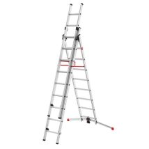 9309-507-escalera Aluminio Combinada 3 Tramos Con Estabilizador Curvo Profilot Combi (2x9 + 1x8 Peldaños) - Hailo