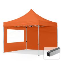 House Of Tents - 3x3 M Faltpavillon, Economy Alu 32mm, Seitenteile Mit Panoramafenster, Orange