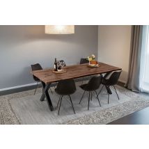 Esstisch Baumkante Holz-optik Nussbaum 220 X 100 X-gestell Schwarz Josy