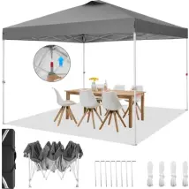 Carpa Plegable Jardín Gazebo 3x3m . Gazebo Impermeable Pop Up . Tienda De Campaña. Apertura De Ventilación Superior. Altura Ajustable. Protección Uv 