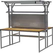 Banco de trabajo Workalu de aluminio – 1950 mm ancho – 600 mm profundidad – Capacidad de carga 350 kg – Iluminación LED 4778 lm