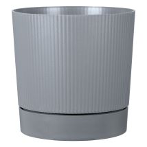 Scheurich Lino+, Bac À Plantes En Plastique, Couleur : Pure Grey, Diamètre 39 Cm, Hauteur 38 Cm, Volume 32 L.