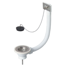 Desagüe Para Fregadero De Un Seno Wirquin D60 Con Tapón Y Rebosadero De Rejilla De Acero Inoxidable