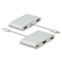 Dockingstation, Usb 3.1 Type-c St/3xusb 3.0/hdmi/type-c Bu, Premium Silber - Helos