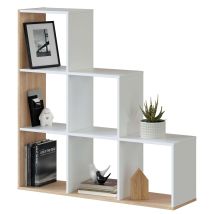 Usinestreet – Libreria decorativa a scaletta 6 cubi 110x108x28 cm – Truciolare melaminico – 20 kg