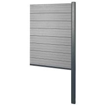 Hhg - Pannello Supplementare Frangivento Stretto Privacy Sarthe Wpc Alluminio Premium Installazione Cemento 95cm Grigio
