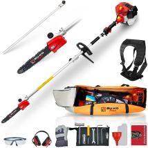 52cc Long Reach Petrol Pruner Saw Attachment And 75cm Extension Pole With Toolbag For Convenient Storage, Ultimate Garden Tool For Tree Trimming, 