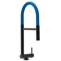 Unterfenster Wasserhahn Vorfenster Umklappbar 4,5 Cm Schwarz Matt Kuechenarmatur Mit Blau 360 Schwenkbarem Auslauf Und Abnehmbare 2 Strahl Handbrause