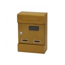 Mille Srl – Briefkasten aus lackiertem Stahl – 28 x 8 x 38 cm – Gold – regensicherer Federverschluss – Namensschildfenster