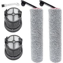 Brosse À Rouleau + Filtre D'Accessoires Pour Dreame H14 Pro, H14, H14 Dual Aspirateur Sec Et Humide Pièces De Rechange, 2 Rouleaux De Brosse + 2 