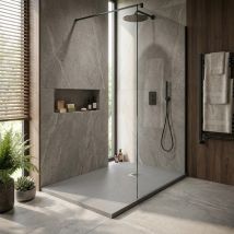 Hidronatur - Piatto Doccia In Resina Colore Cemento 90x160 Cm Con Griglia E Piletta – Showey