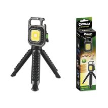 Cegasa - Torcia Professionale Mini Con Treppiede Cob Fino A 670lm - Luce Bianca, Gialla, Bianca E Gialla Combinata, Rossa E Lampeggiante Flash Luce - 