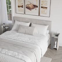 Decortie Elos Lot De 2 Tables De Chevet Étroites Avec Étagères, Blanc Ancien Et Gris Rétro, 25x25x60 Cm, Droite Et Gauche