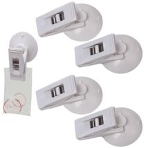 Obelunrp - 4 Clips De Ventosa, Pequeños Y Ajustables, Ideales Para Colgar En Casa, La Oficina, La Ducha O El Coche.
