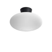 Belid - Bulloxl Plafonnier Globe Plat Noir, Verre Opale 1x E27