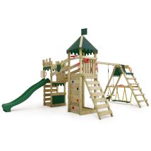Parque Infantil De Madera Fatmoose Riverrun Royal Con Surf Y Tobogan En Verde
